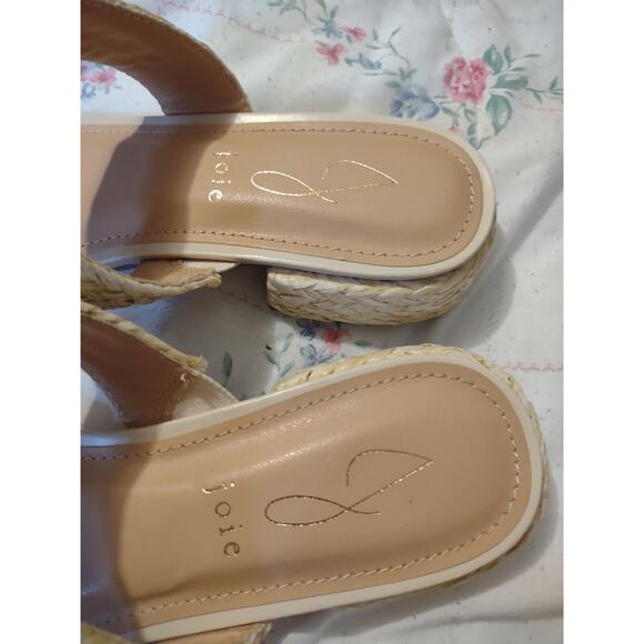 Joie Niki Raffia Braided Straw Sandals 8.5 Timeless Square Toe Preppy Summer - Picture 2 of 7